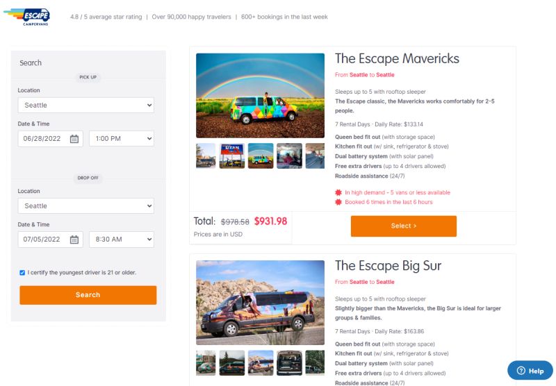 10 Best Campervan & RV Rentals Seattle (Washington)